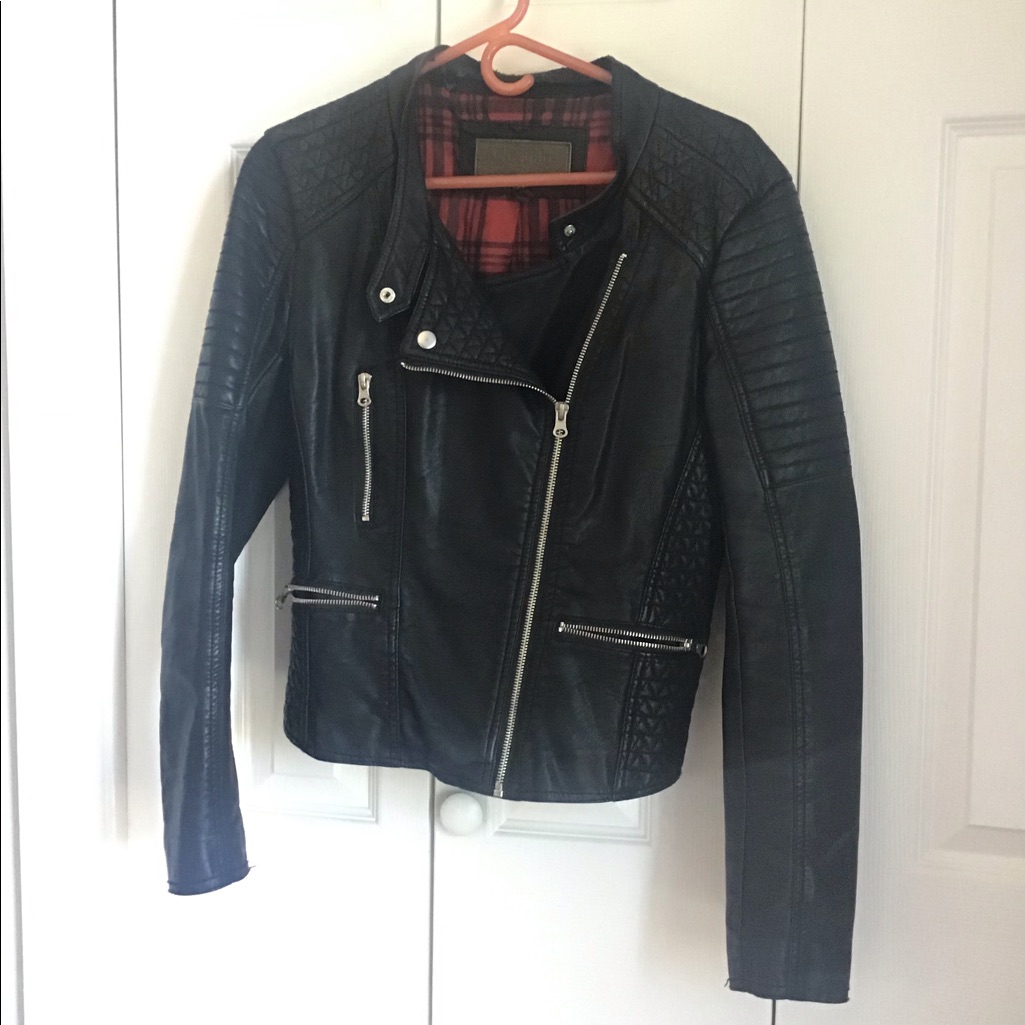Faux Leather Quilted Moto Jacket